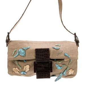 Fendi: Embellished canvas baguette